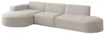 Fun M&ouml;bel Ecksofa Designersofa PALMA Stoff Ascot 296 cm Ottomane Links Beige