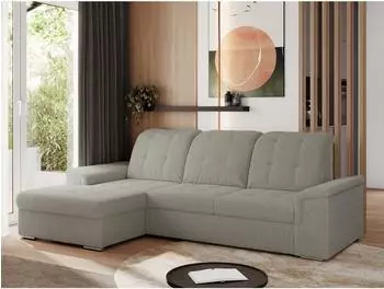MKS Meble Madrito L Ecksofa mit Schlaffunktion und Bettkasten, hellgrau Boucl&eacute;, L-Form (Madrito L)