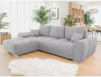 Mirjan24 Logo L Ecksofa mit Schlaffunktion und Bettkasten, L-Form, 291x183cm (Lumo 65)