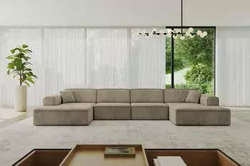 ALTDECOR IREA-U2-v3 Wohnlandschaft U-Form, Textil, braun, 388x171x79cm