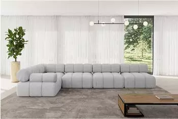 ALTDECOR Mende-L3 Ecksofa L-Form, Boucl&eacute;, hellgrau, 380x190cm (800001554967)