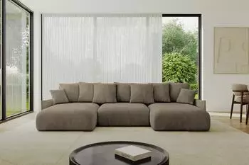 ALTDECOR ONESK-U Wohnlandschaft U-Form mit Schlaffunktion und Bettkasten, braun (800001616868)