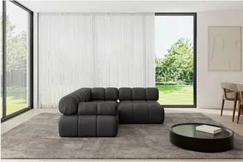 ALTDECOR Mende-L1 Ecksofa L-Form, Velours, schwarz, 190x190x70cm (800001555018)