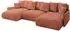 ALTDECOR ONESK-U-v1 Wohnlandschaft U-Form mit Schlaffunktion & Bettkasten, Apricot Velours (800001146946)