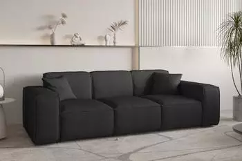 Fun M&ouml;bel CELES PREMIUM 3-Sitzer Sofa, Stoff Scala, schwarz