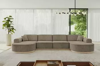 ALTDECOR MARI-U2-v1 Wohnlandschaft U-Form, Velours, dunkelbraun, 388x171x83cm (800001616900)