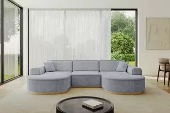 ALTDECOR MARI-U1-v2 Wohnlandschaft U-Form, Velours, hellgrau, 303x171x83cm (800001617132)