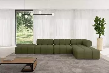 ALTDECOR Kerru-L2 Ecksofa L-Form Boucl&eacute; gr&uuml;n 380x190cm