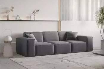 Fun M&ouml;bel CELES PREMIUM Sofa 3-Sitzer, Opera Velvet, dunkelgrau