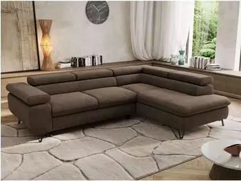 MKS Pablo L Ecksofa mit Schlaffunktion, Velvet, braun, L-Form rechts (800001354435)