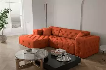 Fun M&ouml;bel CHANTAL Ecksofa Opera Velvet, orange, Ottomane links