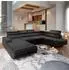 Masseno Siena R-S Wohnlandschaft U-Form mit Schlaffunktion, Velours, schwarz (SIENA R-S)