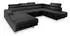 Masseno Siena R-S Wohnlandschaft U-Form mit Schlaffunktion, Velours, schwarz (SIENA R-S)