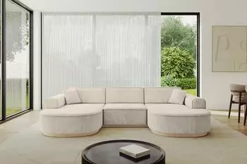 ALTDECOR MARI-U1-v1 Wohnlandschaft U-Form, Velours, beige, 303x171x83cm (800001617013)