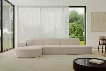 ALTDECOR MARI-L2 Ecksofa L-Form, Boucl&eacute;, dunkelbeige, 328x171x79cm