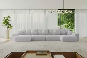 ALTDECOR ESKAR-U2 Ecksofa U-Form mit Schlaffunktion und Bettkasten, hellgrau, 464x176x72cm (800001616964)