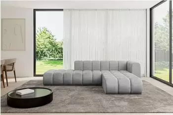 ALTDECOR Zuvon-L1 modulares Ecksofa L-Form, Velours, hellgrau, 296x177cm (800001228636)