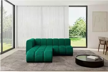 ALTDECOR Darnel-L1 Ecksofa L-Form Velours dunkelgr&uuml;n 205x177x70cm (800001228609)