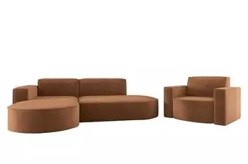 Fun M&ouml;bel PALMA XS Ecksofa-Set mit Sessel, Stoff Noel, ziegelrot