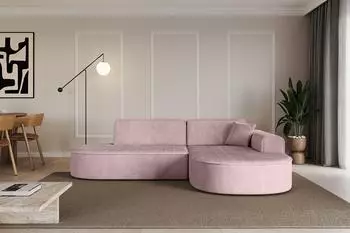 ALTDECOR MARI-L1 Ecksofa L-Form, rosa, Ottomane rechts, 243x171x79,5cm