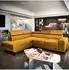 Masseno Nola L-S Ecksofa mit Schlaffunktion, Velours, gelb, L-Form, 253x190cm