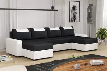 Fun Möbel HEDVIG LUX Schlafsofa Kunstleder/Stoff weiß-schwarz