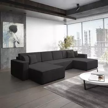 Fun Möbel CONOR PREMIUM Schlafsofa Stoff Poso, schwarz