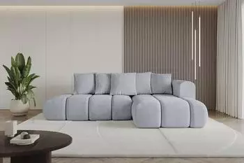 ALTDECOR CLOUD-L-v1 Ecksofa mit Schlaffunktion und Bettkasten, Velours, hellgrau, L-Form (800001146569)