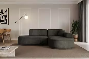 ALTDECOR MARI-L1v3 Ecksofa L-Form Velours, schwarz, 243x171x83cm (MARI-L1-v3)