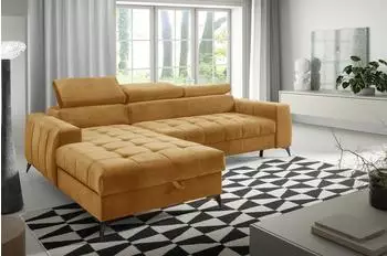 Fun M&ouml;bel AGNESA XS Ecksofa Schlafsofa, Stoff Salvador, honiggelb, Ottomane links (AGNESA XS)