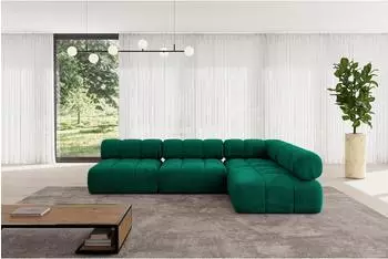 ALTDECOR Samaro-L2 Ecksofa L-Form Velours dunkelgr&uuml;n 285x190x70cm (800001348622)