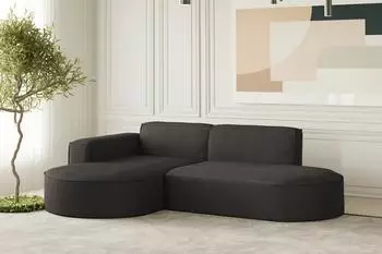 Fun M&ouml;bel PALMA XS Ecksofa, Stoff Scala, anthrazit, Ottomane links