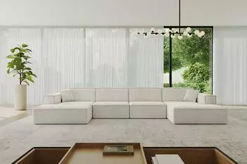 ALTDECOR IREA-U2-v4 Wohnlandschaft U-Form, Textil, cremewei&szlig;, 6-Sitzer (800001201908)