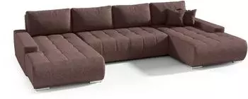 Fun M&ouml;bel VOGAR Wohnlandschaft mit Schlaffunktion, Stoff, braun