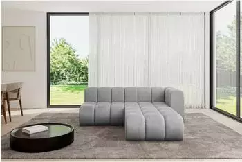 ALTDECOR Darnel-L1 Ecksofa L-Form, Velours, hellgrau, 205x177x70cm (800001228578)