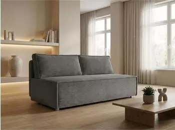 WFL GROUP Diana Schlafsofa 3-Sitzer mit Bettkasten, Cord, grau (800001307109)