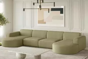 Fun Möbel PALMA XL Wohnlandschaft U-Form, Stoff Scala, kiwi