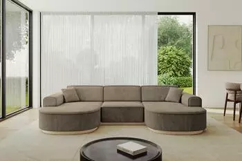 ALTDECOR MARI-U1-v1 Wohnlandschaft U-Form Velours dunkelbraun 303x171x83cm (800001617034)