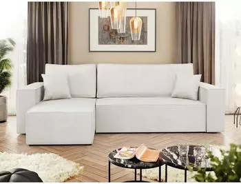 Mirjan24 Karl Ecksofa L-Form mit Schlaffunktion und Bettkasten (Lima 16)
