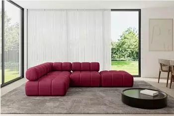 ALTDECOR Favio-L1 Ecksofa L-Form Velours bordeauxrot 285x190x70cm (800001589113)
