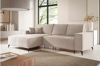 Fun M&ouml;bel FIORE Ecksofa Schlafsofa Stoff Aragon, creme, Ottomane links