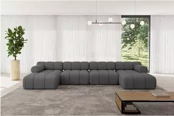 ALTDECOR Tesso-U2 Modulares Ecksofa U-Form, Boucl&eacute;, grau, 380x160x70cm (800001327882)