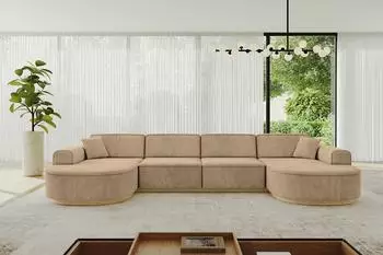 ALTDECOR MARI-U2-v2 Wohnlandschaft U-Form, Textil, beige, 388x171x83cm (800001617206)