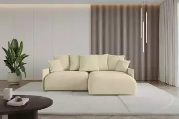 ALTDECOR ONESK-L-v1 Ecksofa mit Schlaffunktion und Bettkasten, Velours, beige, 216x177cm (800001321420)