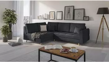 S-Style M&ouml;bel Lorine Ecksofa Mikrofaser anthrazit, L-Form, 231x161cm