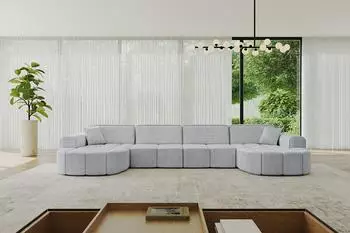 ALTDECOR Livo-U2 Wohnlandschaft U-Form, grau, 400x173x79,5cm