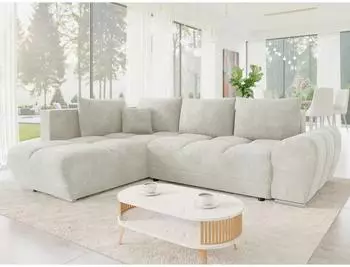 Mirjan24 Forest Ecksofa mit Schlaffunktion und Bettkasten, L-Form, 290x183cm, sandfarben (Lumo 55)