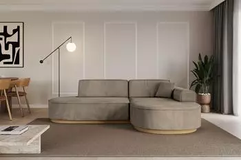 ALTDECOR MARI-L1-v2 Ecksofa L-Form Velours dunkelbraun 243x171cm (800001290589)