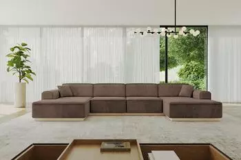 ALTDECOR IREA-U2 Ecksofa U-Form, Velvet, braun, 386x165x80cm (800001202333)
