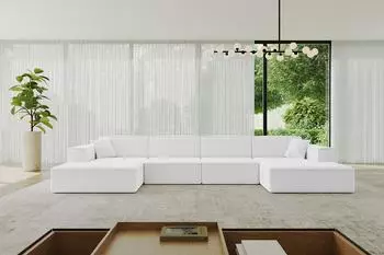ALTDECOR IREA-U2-v4 Wohnlandschaft U-Form, wei&szlig;, Textil, 386x165x77cm (800001201912)